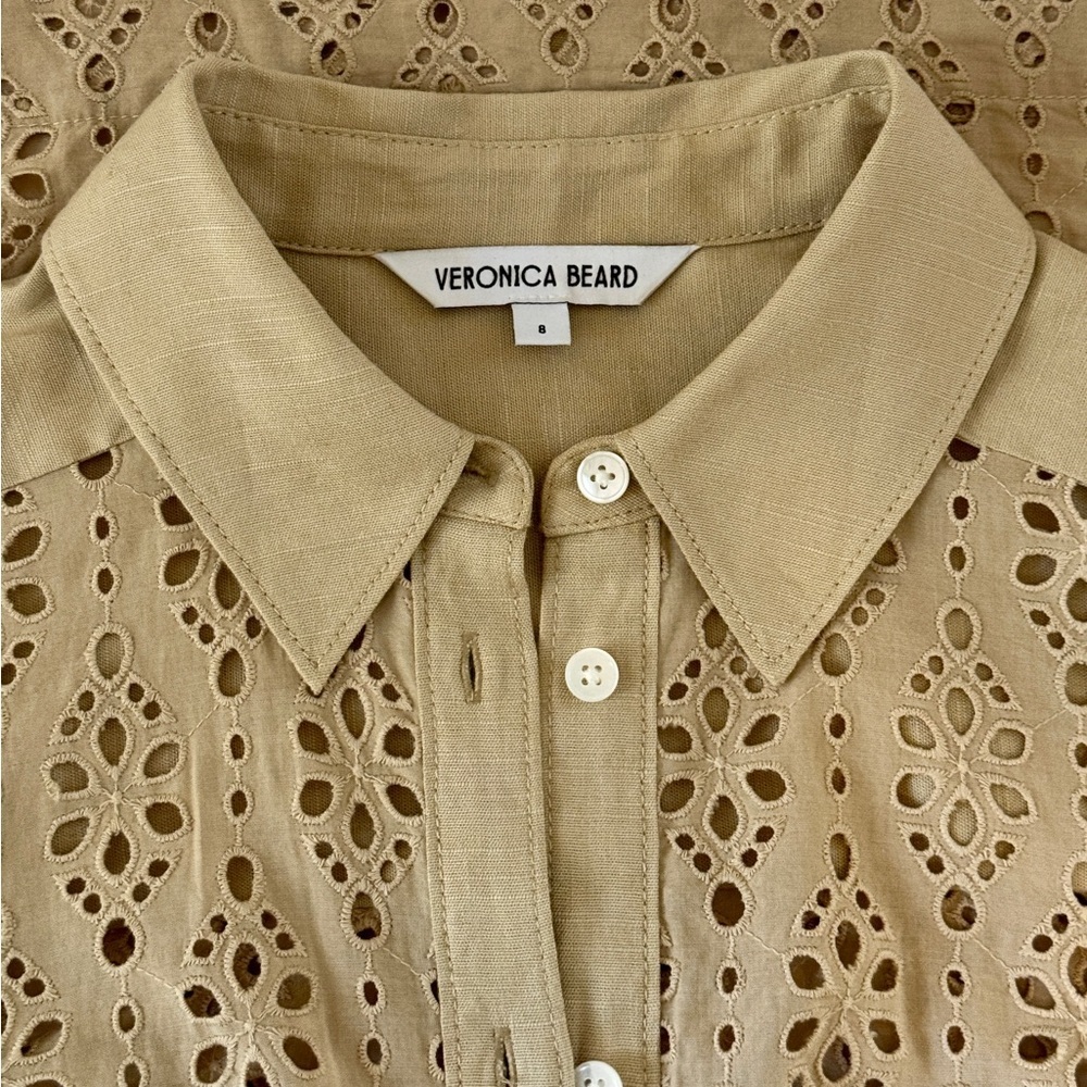 NWOT Veronica Beard Mini Eyelet Short-Sleeve Rafaela Shirt Dress - Picture 6 of 7